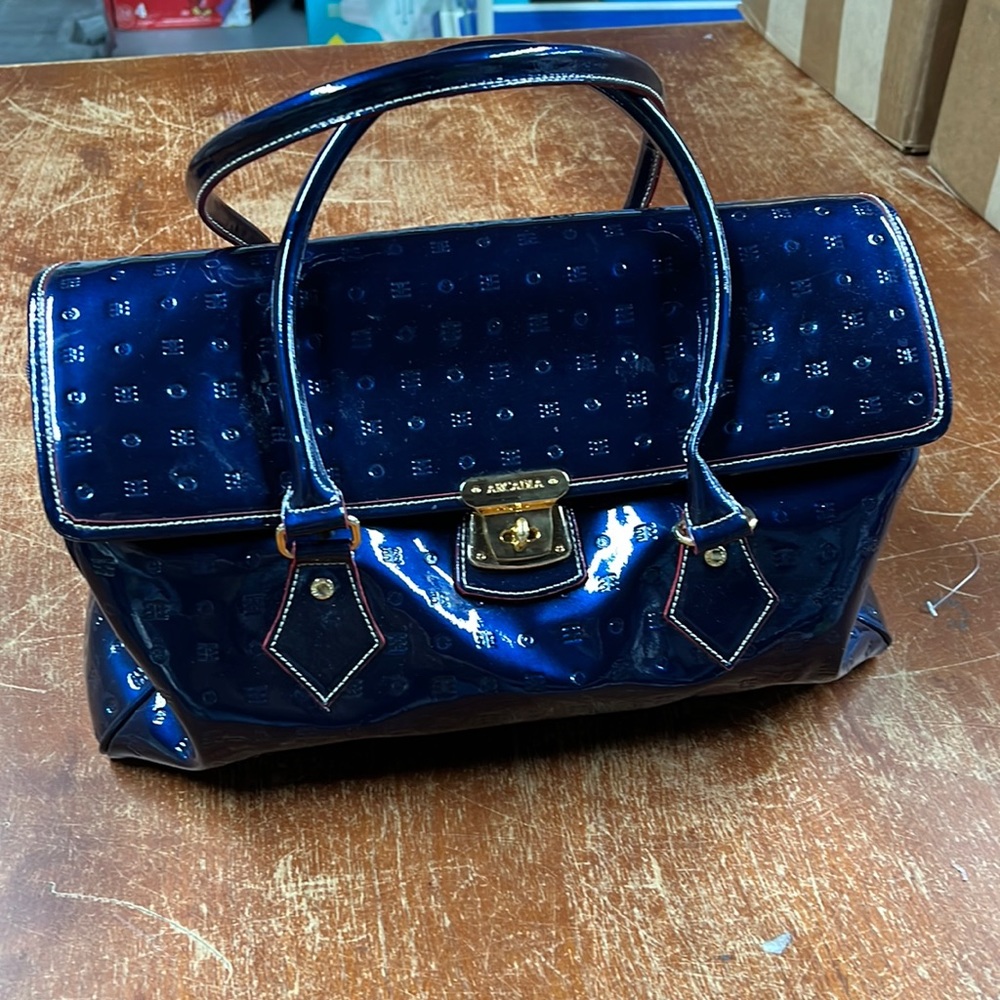 Arcadia Blue Patent Handbag